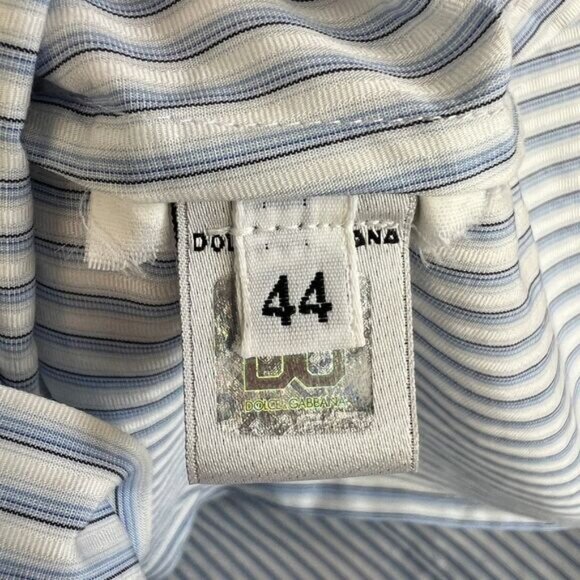 Dolce & Gabbana Women's 44 IT Medium US Blue White Button Up Shirt Top Preppy - Picture 10 of 16
